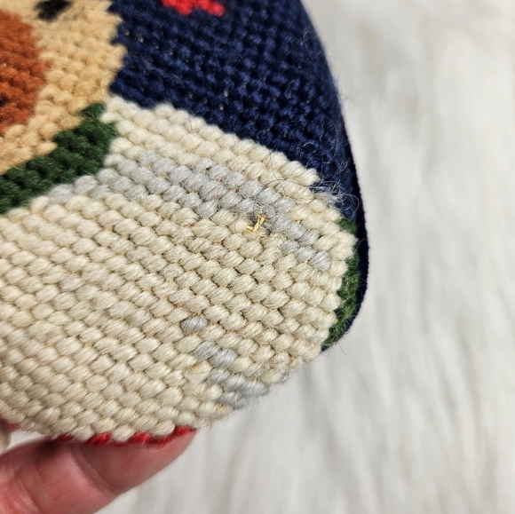 Vintage Wool Hand Made Needlepoint Christmas Stocking Santa Claus And Toys - Picture 6 of 6